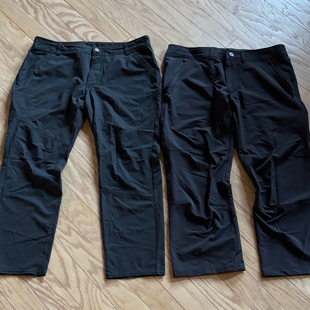 Pair of Mens Kuhl brand Dk Gray/Black Performance Pants - both size 36 x 30